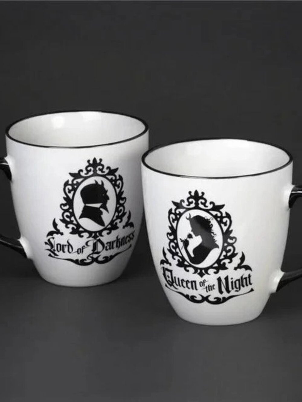 Alchemy Gothic Queen & Lord Mug Set of 2, Black & White, Romantic - 350 ml